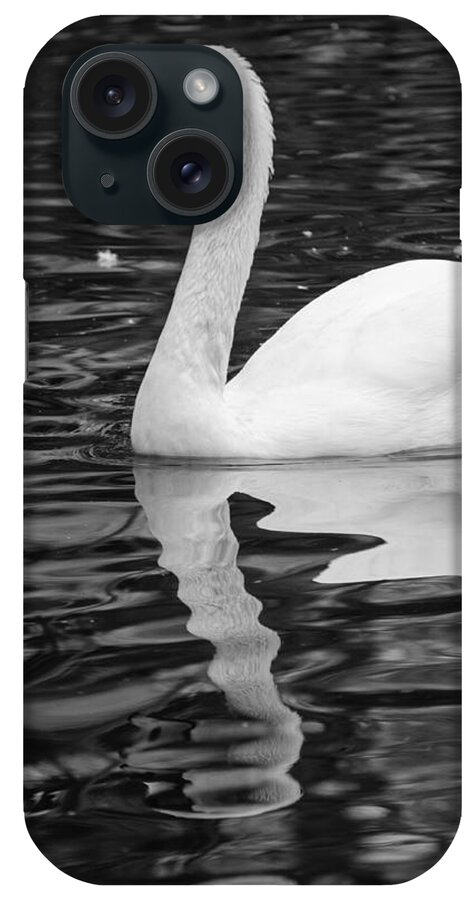 Lake iPhone Case featuring the photograph Reflection of a white swan by AM FineArtPrints