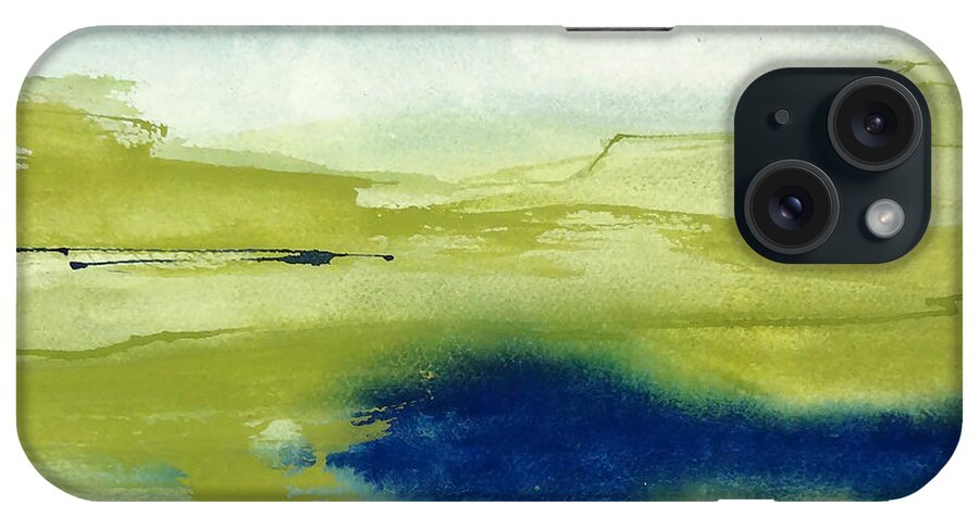 Original Watercolors iPhone Case featuring the painting Reflection Pond 2 by Chris Paschke