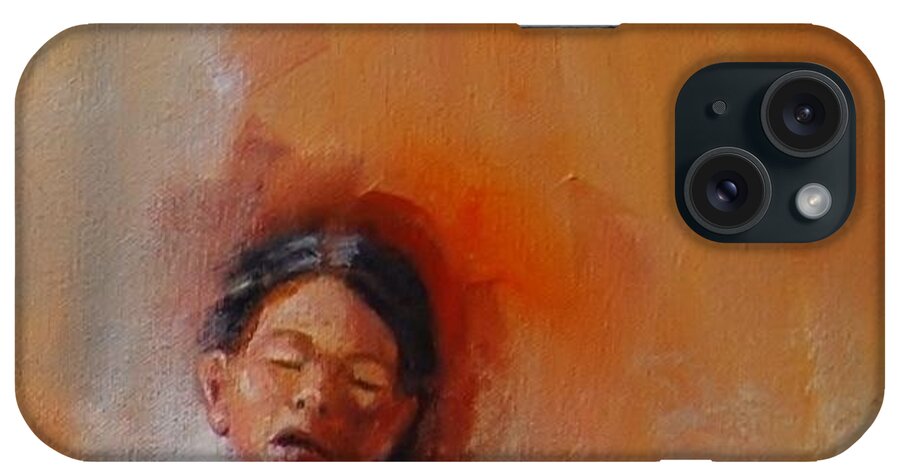 Woman iPhone Case featuring the painting REM by Jean Cormier