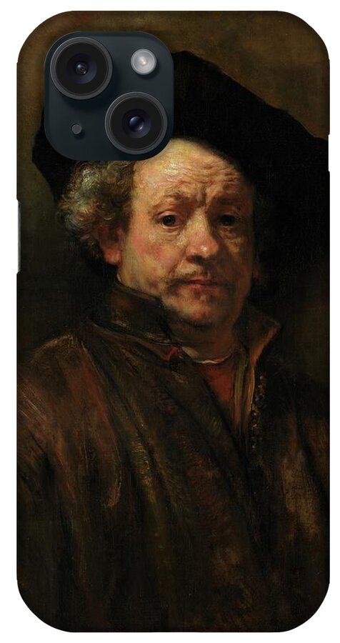 Rembrandt Van Rijn iPhone Case featuring the painting Rembrandt Self Portrait by Rembrandt van Rijn