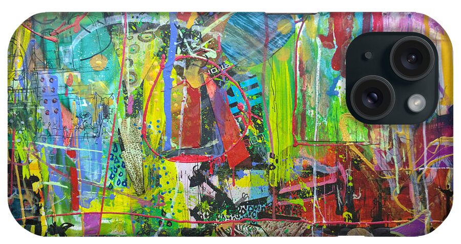 Abstract Bikini Expressionism Action Collage Magazine Print Texture Colorful Animal iPhone Case featuring the painting Remember the Soapbox by Robert Anderson