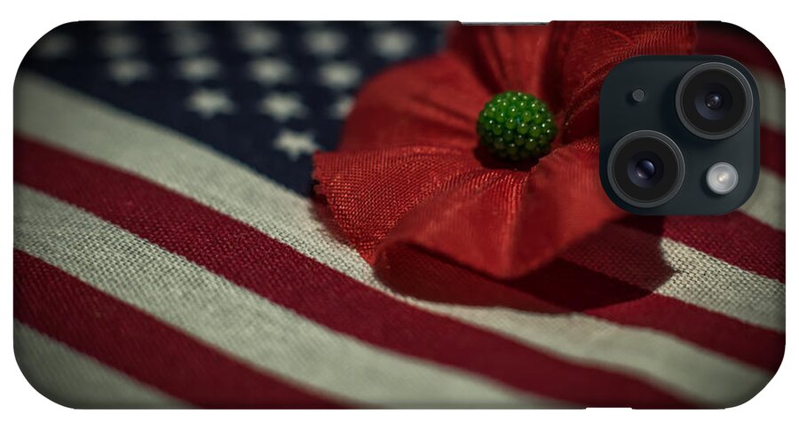 Terry D Photography iPhone Case featuring the photograph Remembrance USA Flag by Terry DeLuco