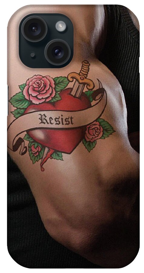 Democratic Socialists iPhone Case featuring the mixed media Resistance Tattoo by Susan Maxwell Schmidt