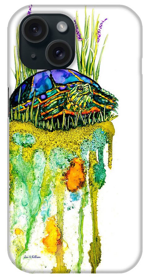 Turtle iPhone Case featuring the painting Resting a Bit by Jan Killian