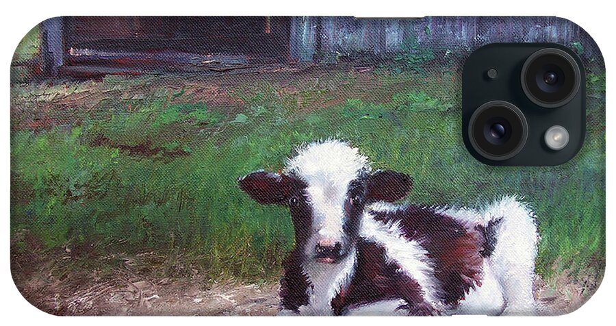 Calf iPhone Case featuring the painting Resting Calf by Marie Witte