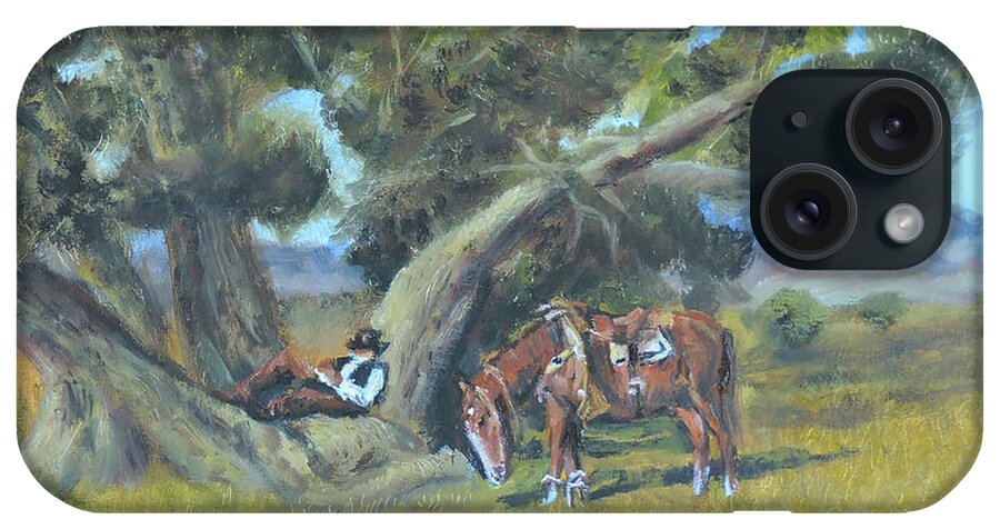 Luczay iPhone Case featuring the painting Resting Cowboy Painting A Study by Katalin Luczay