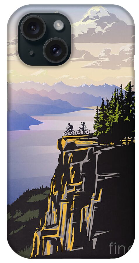 Travel Poster iPhone Case featuring the digital art Retro Beautiful BC Travel poster by Sassan Filsoof