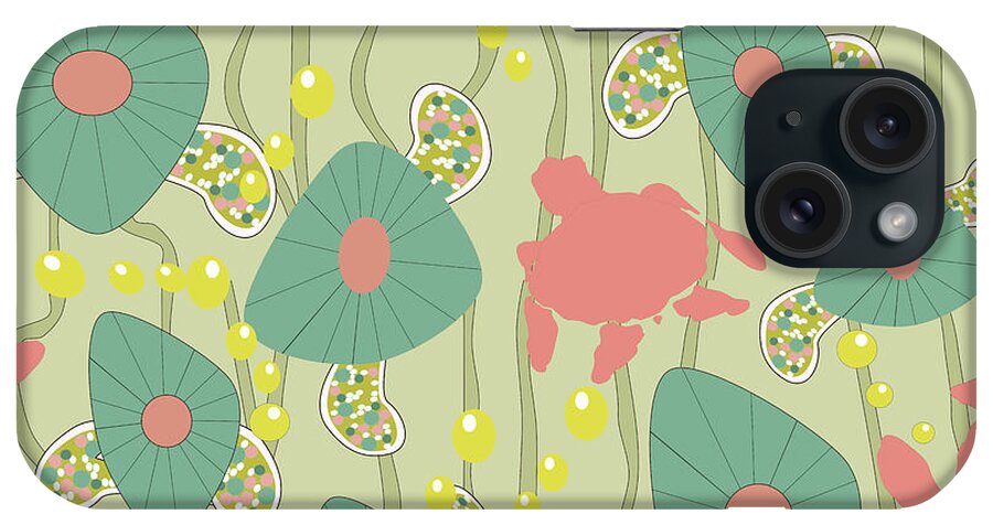 Pink iPhone Case featuring the digital art Retro Turtles by April Burton
