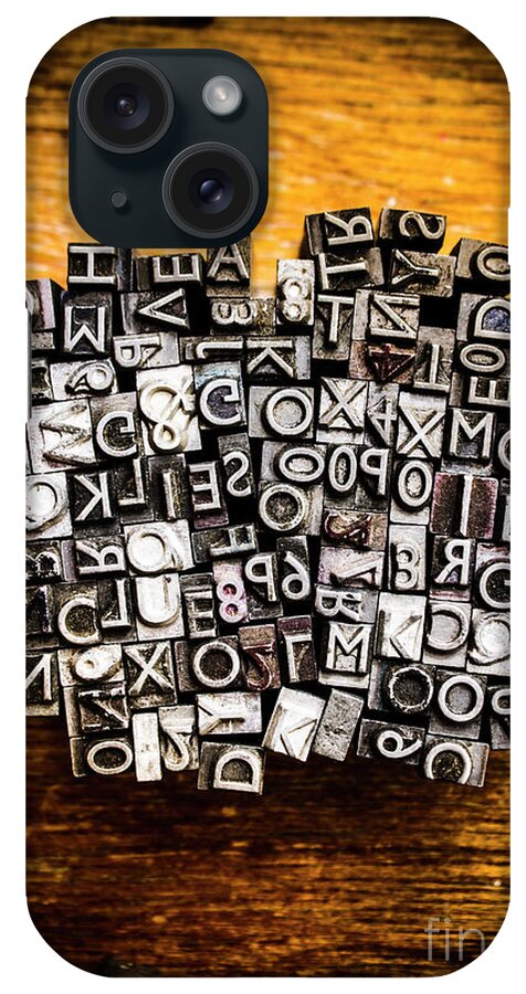 Letterpress iPhone Case featuring the photograph Retro typesetting in print by Jorgo Photography