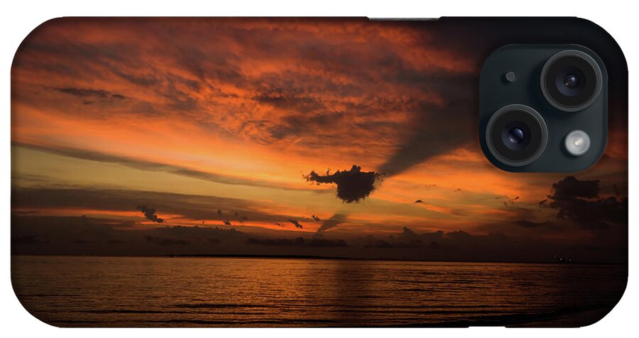 Alabama iPhone Case featuring the photograph Reverse God-Ray at Sunset, Fort Morgan Beach by James-Allen
