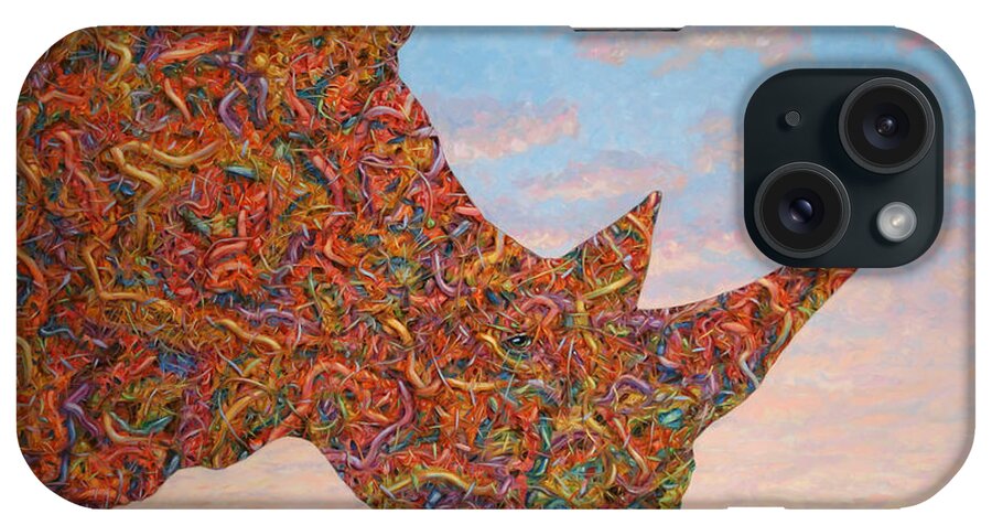 Rhino iPhone Case featuring the painting Rhino-shape by James W Johnson