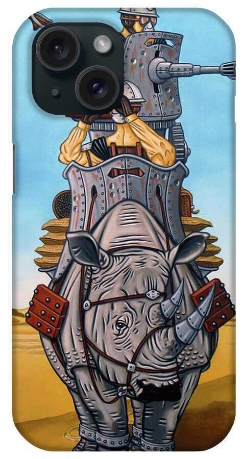 iPhone Case featuring the painting Rhinoceros Riders by Paxton Mobley
