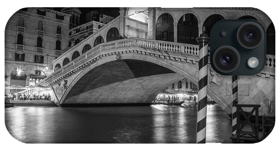 Black And White Photography iPhone Case featuring the photograph Rialto Bridge Black and White by John McGraw