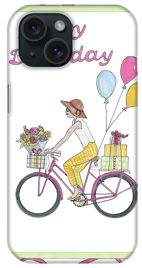 Happy Birthday iPhone Case featuring the mixed media Ride in Style - Happy Birthday by Stephanie Hessler