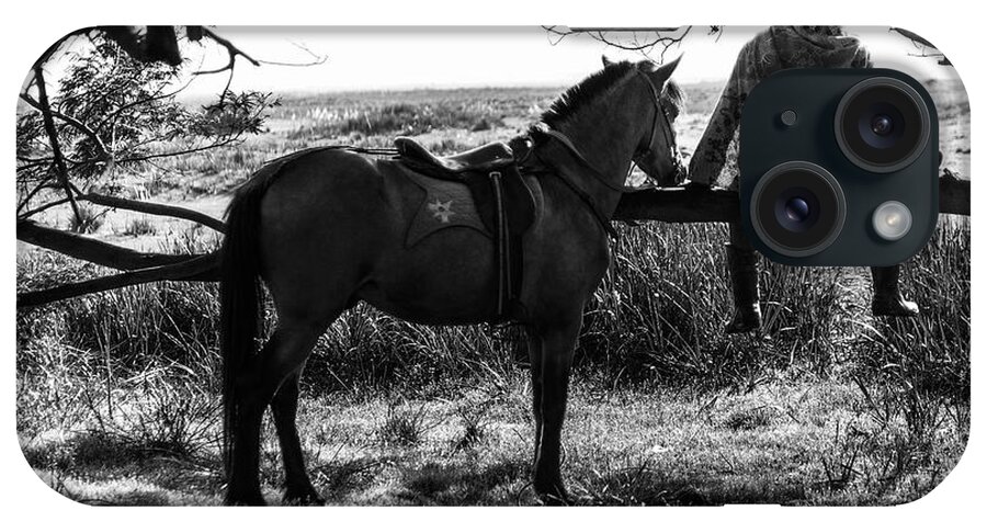Landscape iPhone Case featuring the photograph Rider and horse taking break by Pradeep Raja Prints