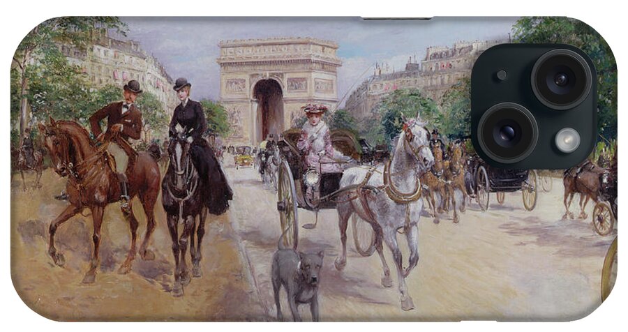 Riders iPhone Case featuring the painting Riders and Carriages on the Avenue du Bois by Georges Stein