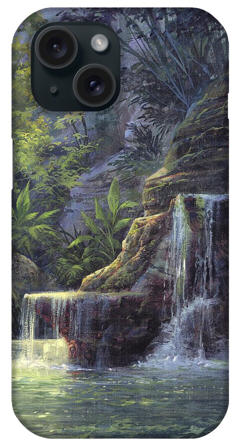 Michael Humphries iPhone Case featuring the painting Rim Lit Falls by Michael Humphries
