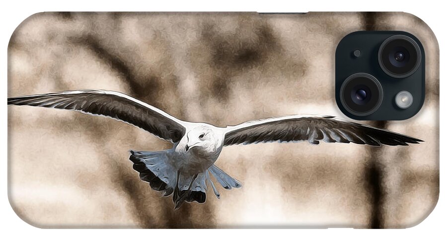 Roy Williams iPhone Case featuring the photograph Ringed-billed Gull In Flight DigitalArt by Roy Williams