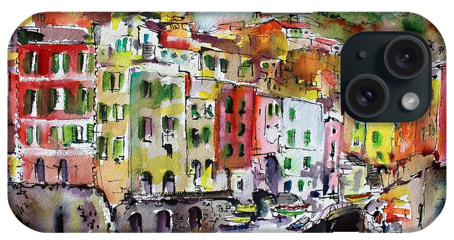 Italy iPhone Case featuring the painting Riomaggiore Cinque Terre by Ginette Callaway
