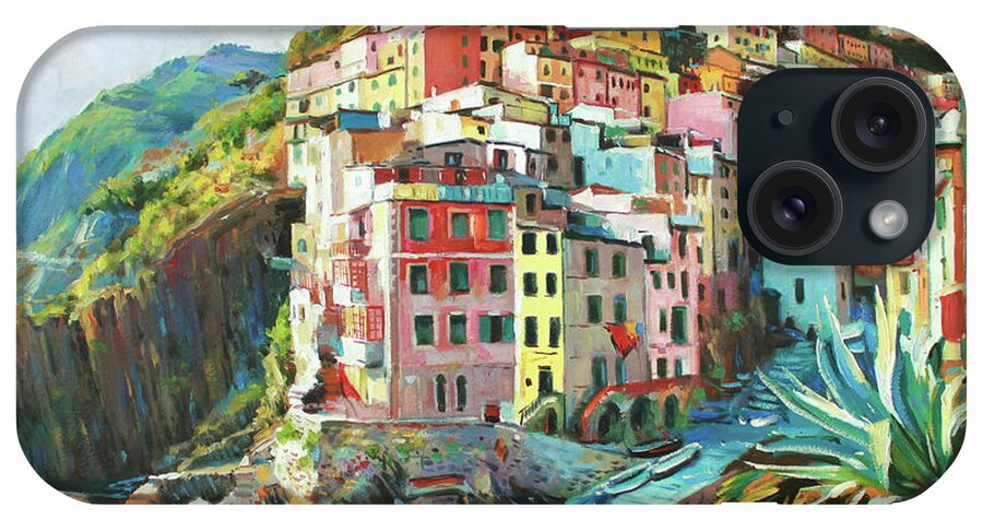 Riomaggiore iPhone Case featuring the painting Riomaggiore Italy by Conor McGuire