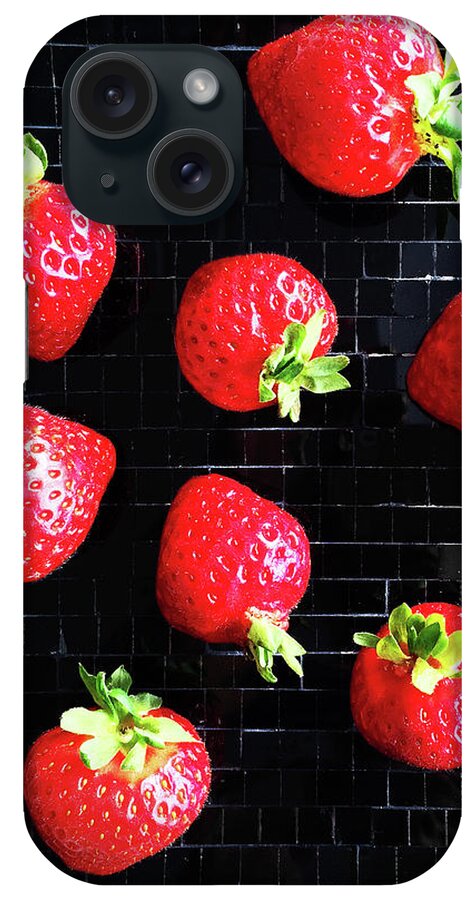 Strawberry iPhone Case featuring the photograph Ripe strawberries on back plate by GoodMood Art