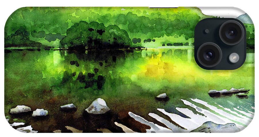 Watercolour Lanndscape iPhone Case featuring the painting Ripples on Rydal Water by Paul Dene Marlor
