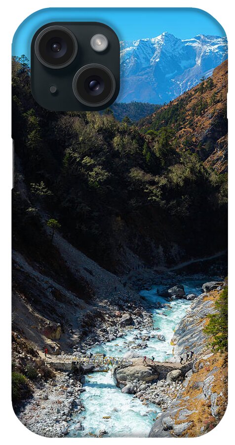 Nepal iPhone Case featuring the photograph River Crossing By Tengboche by Owen Weber