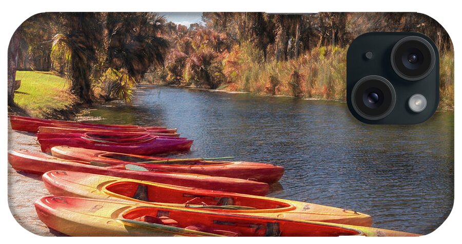 Boats iPhone Case featuring the photograph River Kayaks Painting by Debra and Dave Vanderlaan
