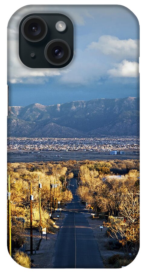 Afternoon iPhone Case featuring the photograph Road to Sandia Mountains by Ray Laskowitz - Printscapes