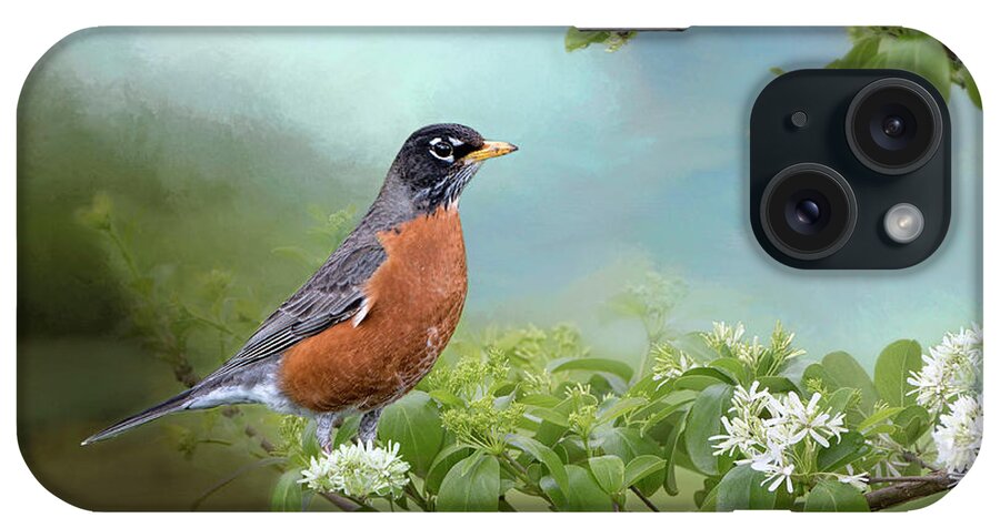 Robin iPhone Case featuring the photograph Robin in Chinese Fringe Tree by Bonnie Barry