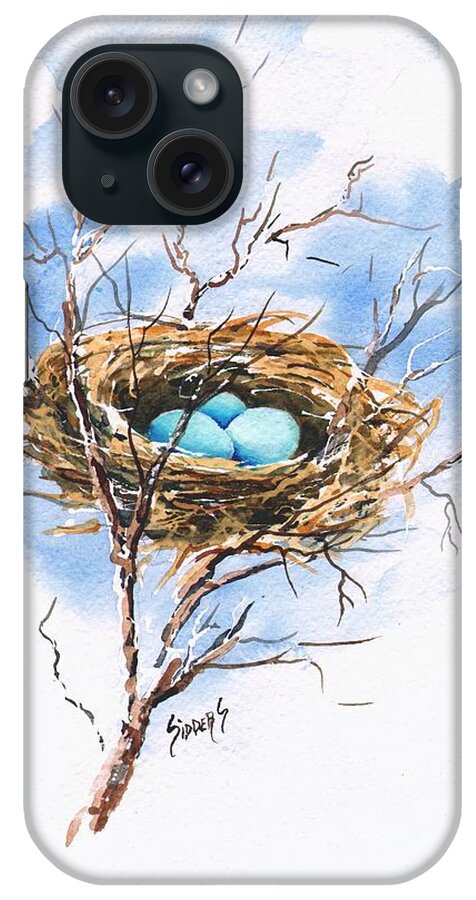 Nest iPhone Case featuring the painting Robin's Nest by Sam Sidders
