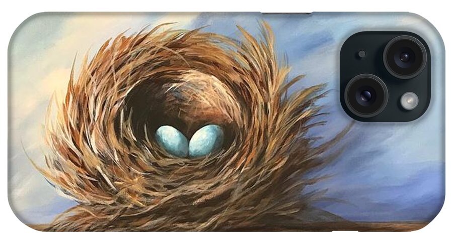Nest iPhone Case featuring the painting Robin's Two Eggs by Torrie Smiley