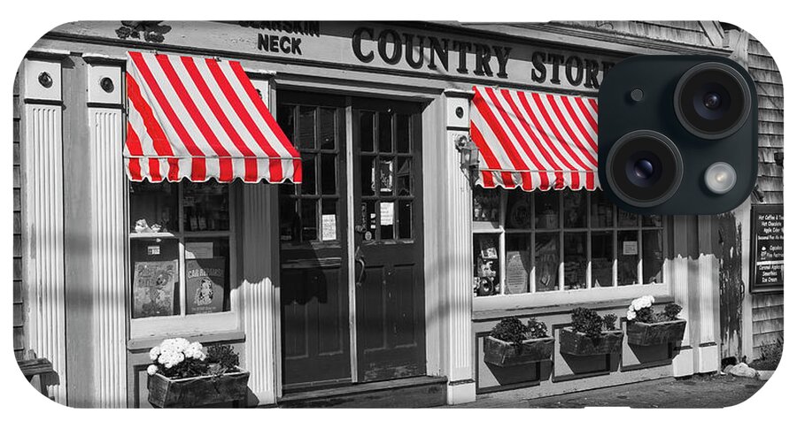 Awning iPhone Case featuring the photograph Rockport Country Store - BW by Lou Ford