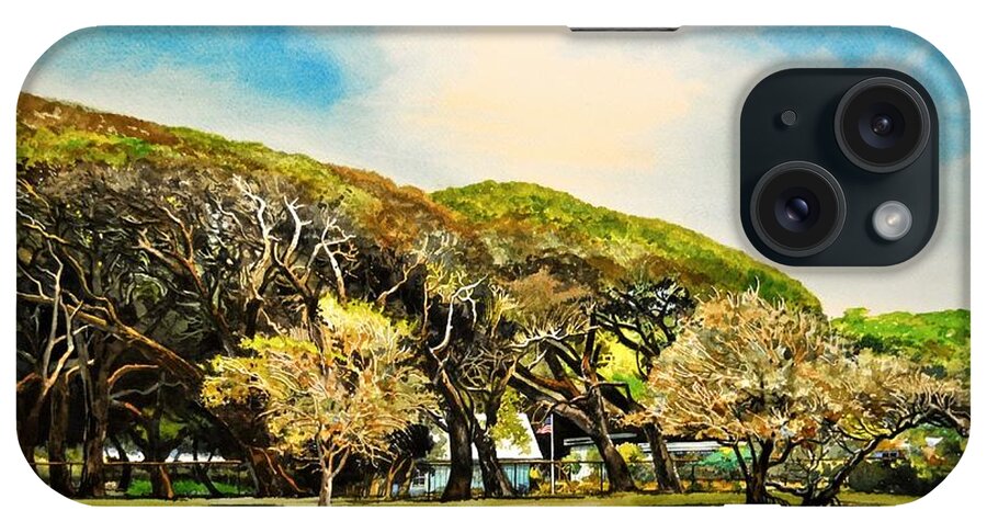 Landscape iPhone Case featuring the painting Rockport Oaks by Robert W Cook