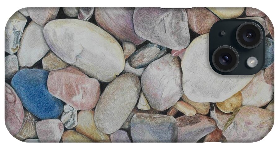 Pencil iPhone Case featuring the drawing Beach Rocks, Mexico by Glenda Zuckerman