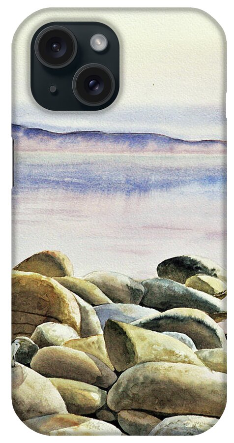 Rocks iPhone Case featuring the painting Rocks Water Reflections by Irina Sztukowski