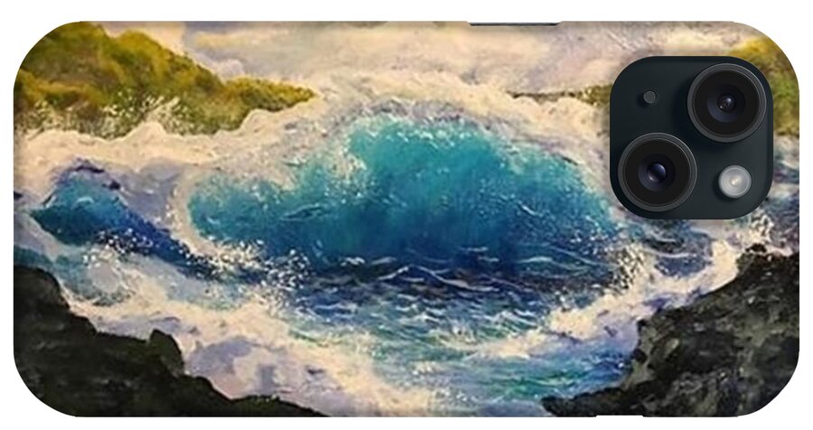 Painting iPhone Case featuring the painting Rocky Sea by Esperanza Creeger