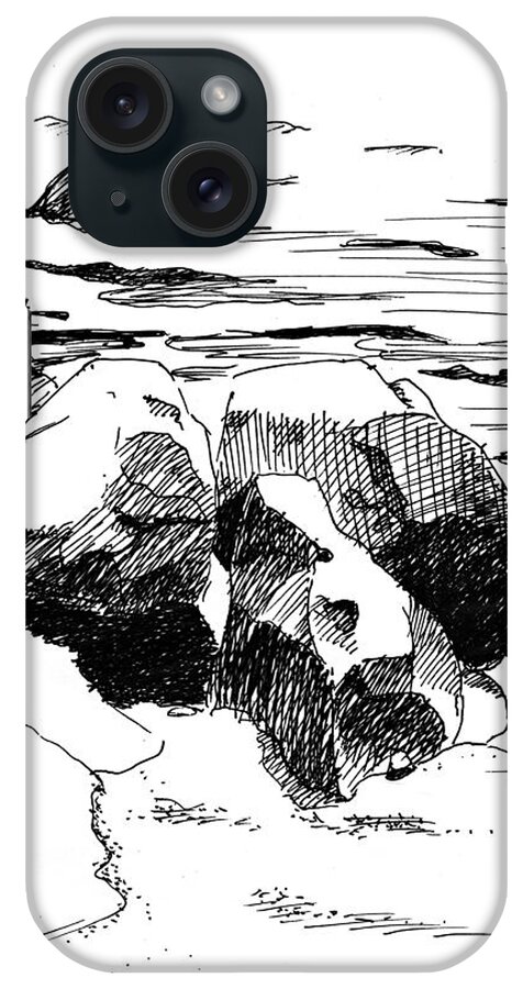 Nature iPhone Case featuring the drawing Rocky Shore by Masha Batkova