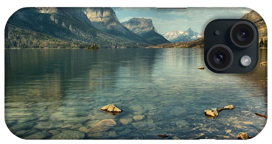St Mary Lake iPhone Case featuring the photograph Rocky Shores Along St. Mary Lake by Adam Jewell