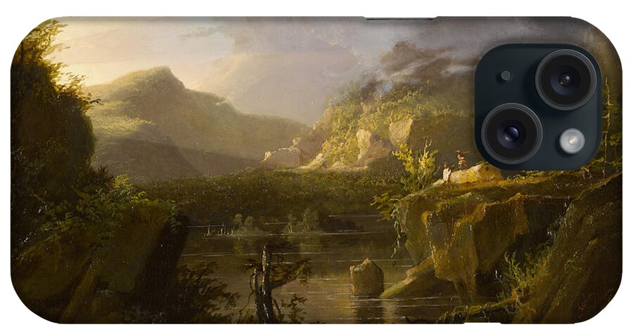 Thomas Cole iPhone Case featuring the painting Romantic Landscape by MotionAge Designs