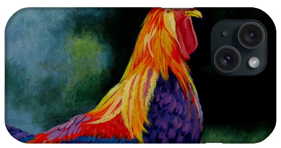 Rooster iPhone 15 Case featuring the painting Rooster by Christopher Shellhammer