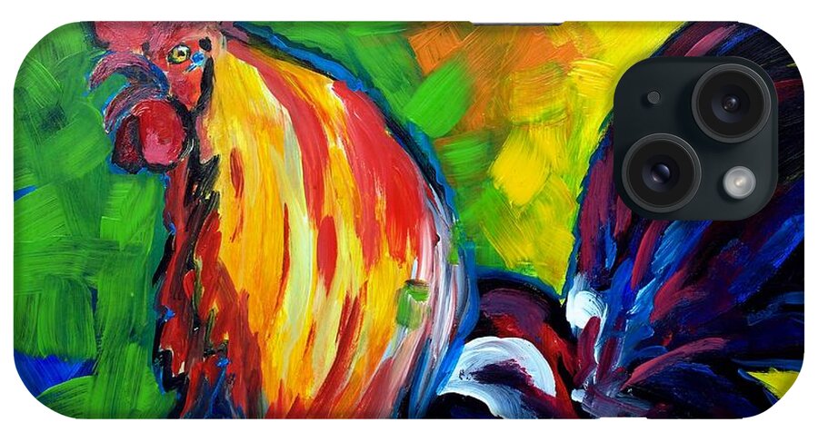 Colorful Animal Art iPhone Case featuring the painting Rooster by Lidija Ivanek - SiLa