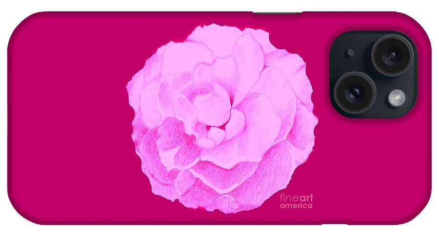 Rose iPhone Case featuring the digital art Rose In Hot Pink by Helena Tiainen