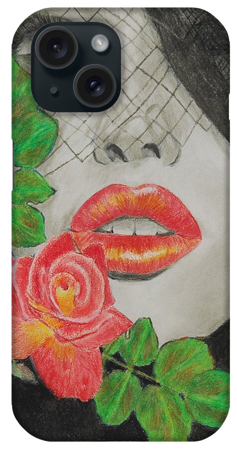 Rose iPhone Case featuring the drawing Rose Kisses 2 by Quwatha Valentine