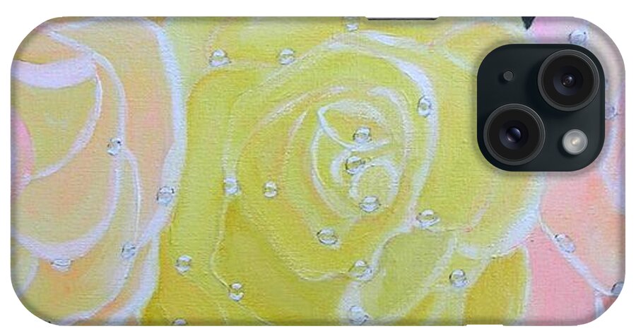 Rose iPhone Case featuring the painting Rose Medley with Dewdrops by Karen Jane Jones