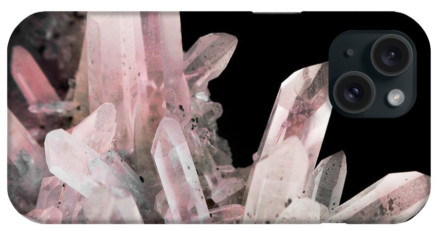 Pink iPhone Case featuring the photograph Rose Quartz Crystals by Emanuela Carratoni