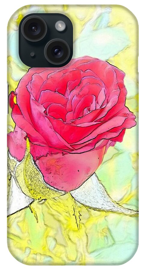 Rosebud iPhone Case featuring the digital art Rosebud by Kumiko Izumi
