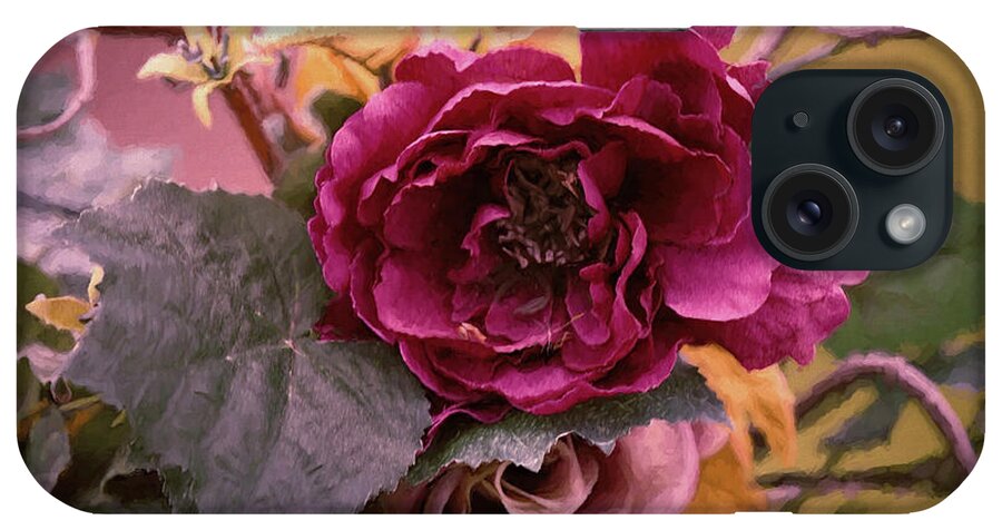  Theresa Campbell iPhone Case featuring the painting Roses in Oils by Theresa Campbell