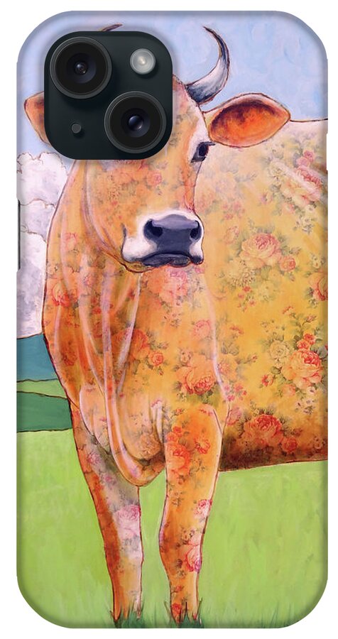 Jersey Cow iPhone Case featuring the painting Rosy the Jersey by Ande Hall