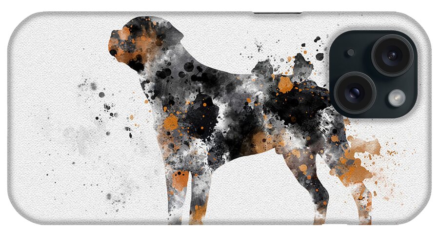 Dog iPhone Case featuring the mixed media Rottweiler by My Inspiration